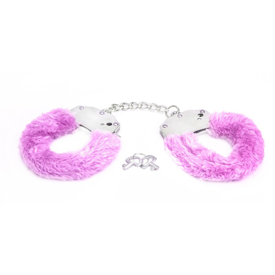 Метални лисици со розево крзно Pink Furry Cuffs
